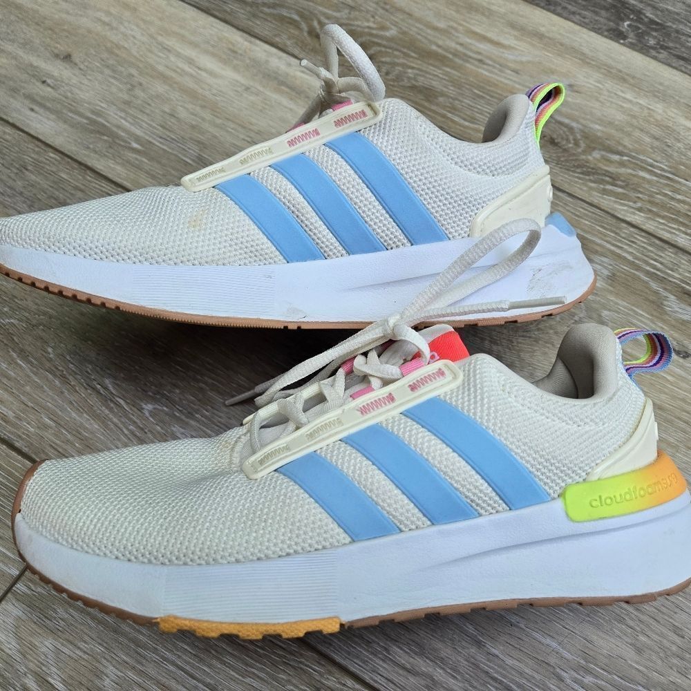 Adidas Women's Racer TR21 GZ1992 Running Shoes - Off White/Multicolor rainbow🌈6 - Picture 6 of 10